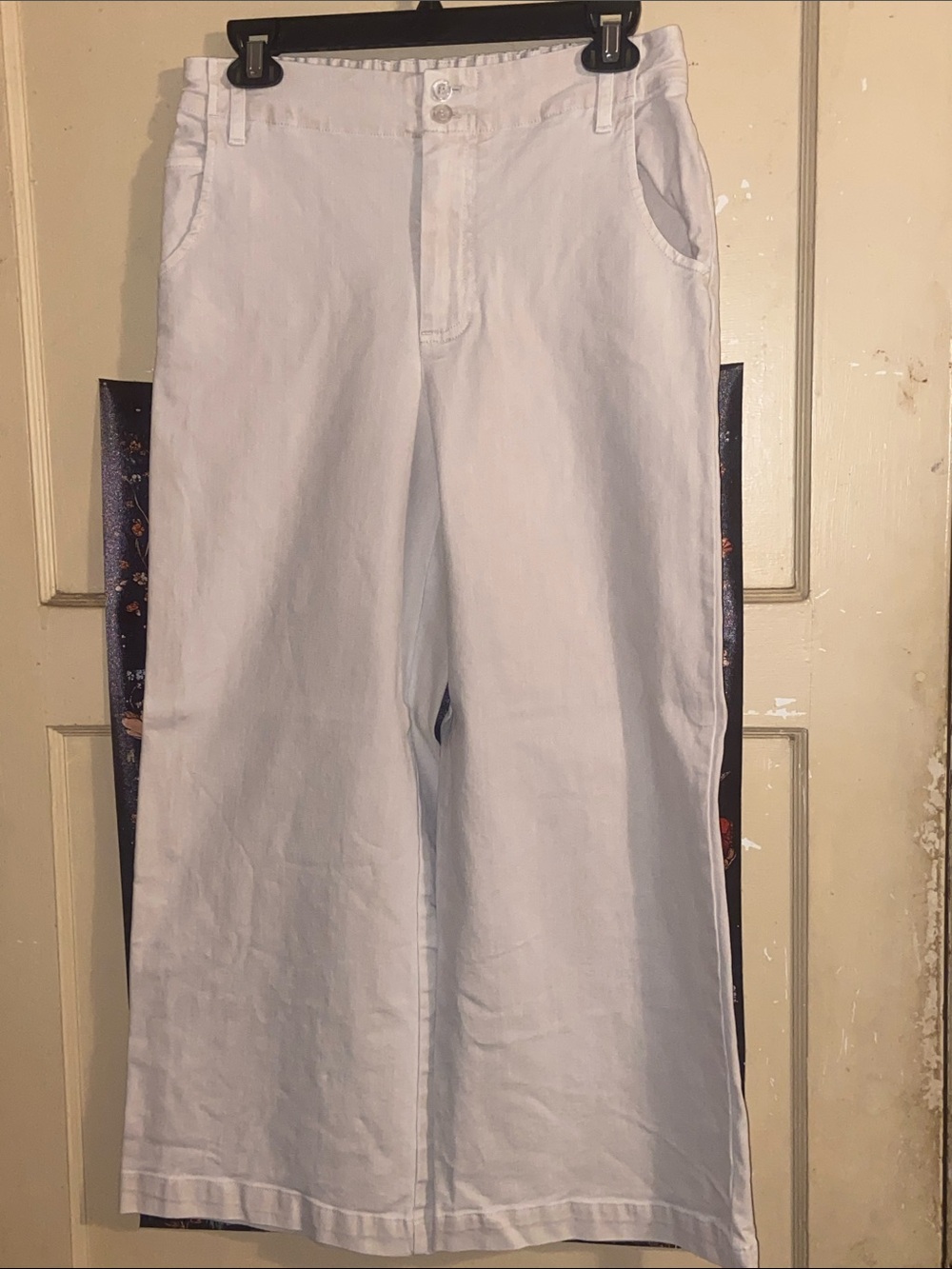 CREAM YFB WIDE LEG JEANS Super Cute Elastic Back EUC - Picture 1 of 5